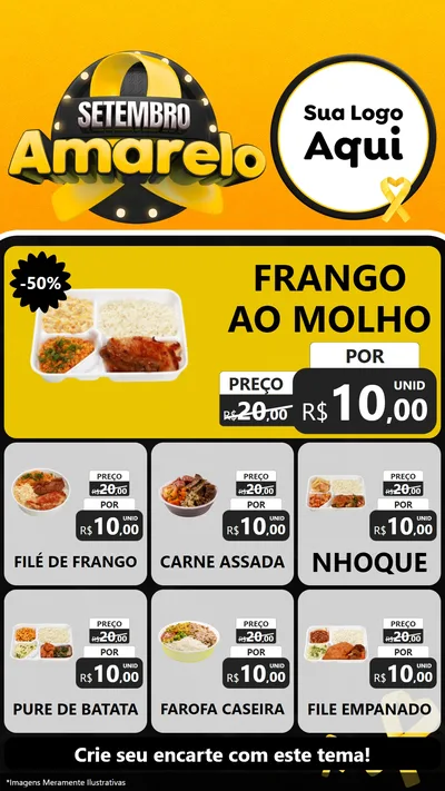 Modelo de Rede Social para Stories com o tema Setembro Amarelo para Restaurante