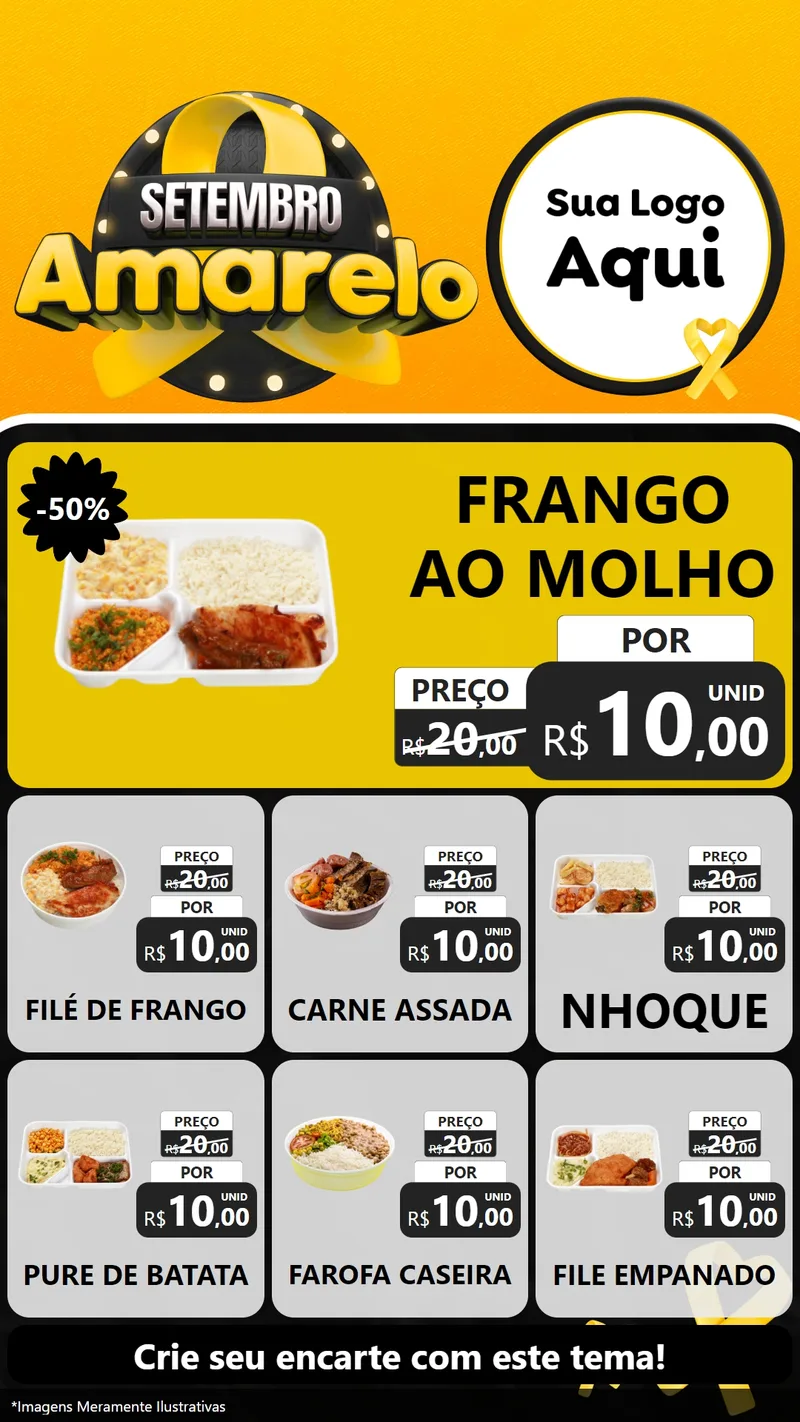 Modelo de Rede Social para Stories com o tema Setembro Amarelo para Restaurante
