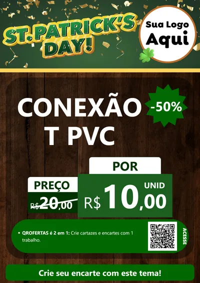 Modelo de Cartaz para Cartaz A4 Vertical com o tema St Patriks Day para Tubos e conexões