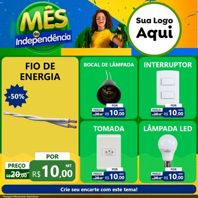 Modelo de Rede Social para Feed Facebook com o tema Mês da Independência para Materiais Elétricos