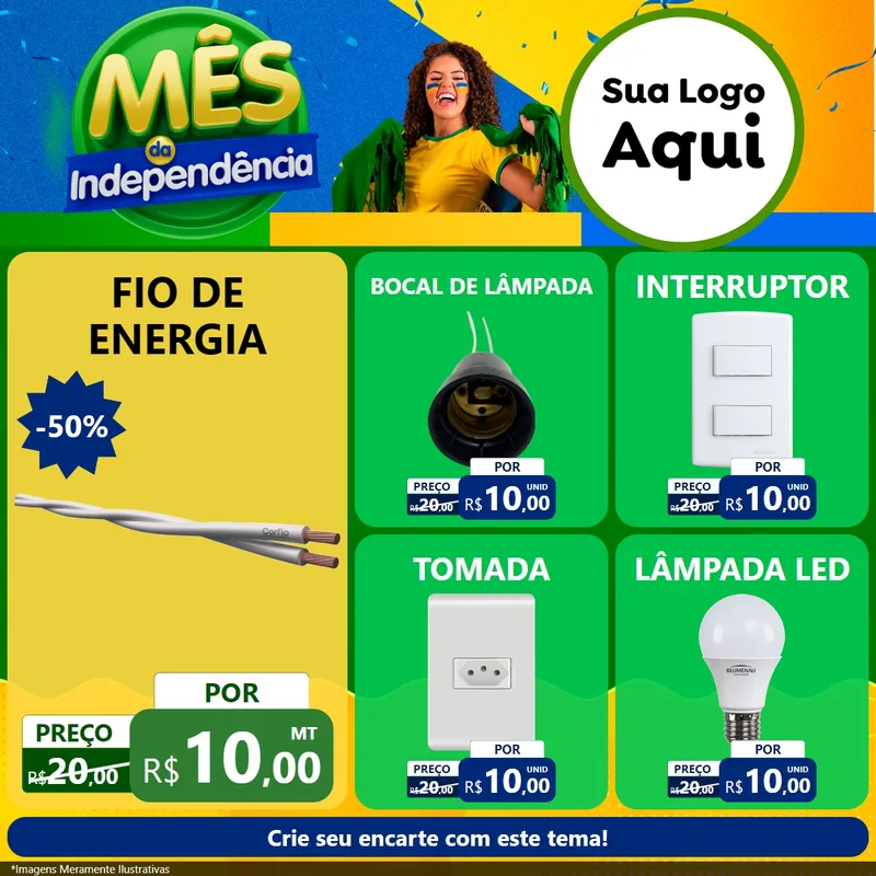 Modelo de Rede Social para Feed Facebook com o tema Mês da Independência para Materiais Elétricos