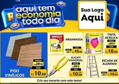 Modelo de Encarte para Encarte A4 Horizontal com o tema Aqui Tem Economia Todo Dia para Material para Construção