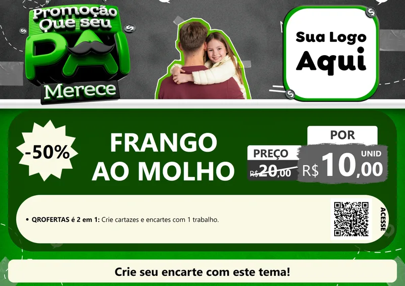 Modelo de Cartaz para Cartaz A4 Horizontal com o tema Promoção Que seu Pai Merece para Restaurante
