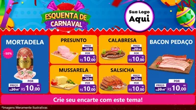 Modelo de TV para TV Horizontal com o tema Esquenta de Carnaval para Frios e Laticínios