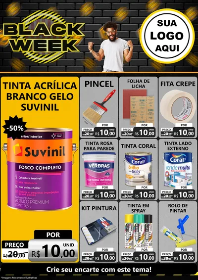 Modelo de Encarte para Encarte A4 Vertical com o tema Black Week para Tintas e Ferramentas