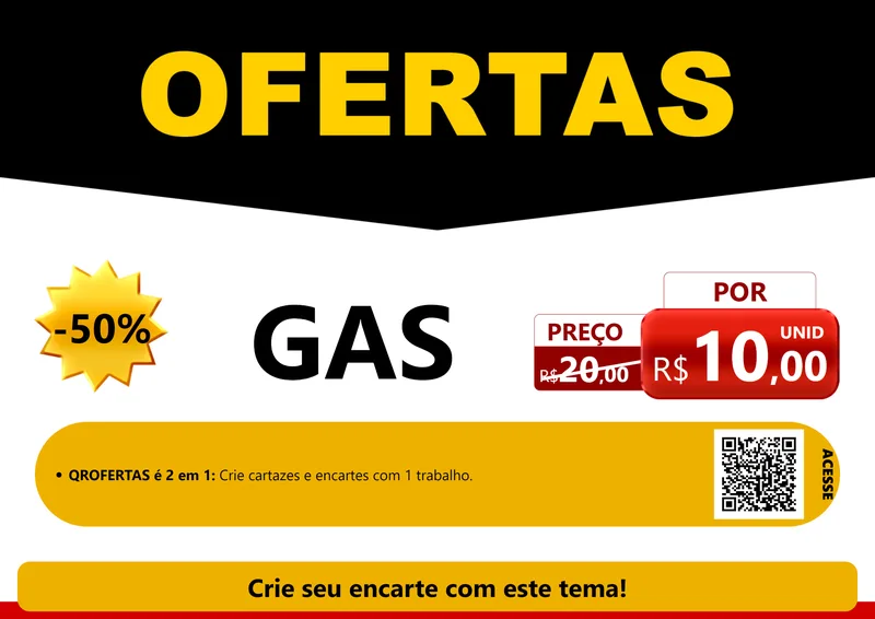 Modelo de Cartaz para Cartaz A4 Horizontal com o tema Ofertas Preto e Vermelho Cartaz para Água e gás