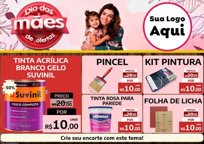 Modelo de Encarte para Encarte A4 Horizontal com o tema Dia Das Mães De Ofertas para Tintas e Ferramentas