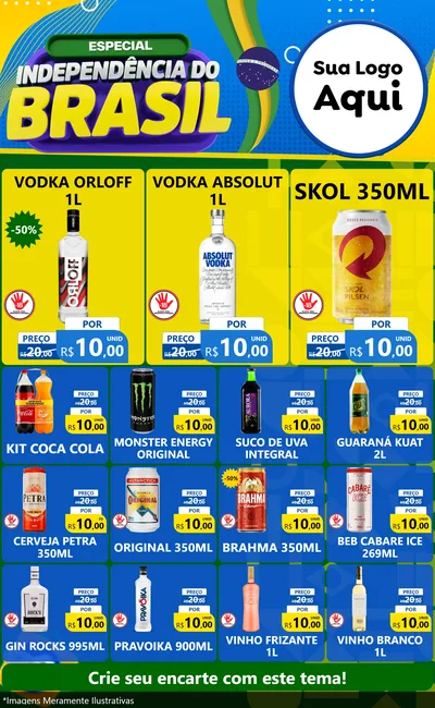 Modelo de Encarte para Encarte Grande com o tema Especial Independência do Brasil para Distribuidora de bebidas