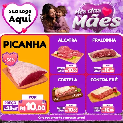 Modelo de Rede Social para Feed Facebook com o tema Mês das Mães para Açougue