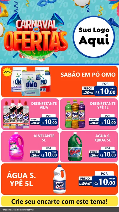 Modelo de TV para TV Vertical com o tema Carnaval de Ofertas para Produtos de Limpeza
