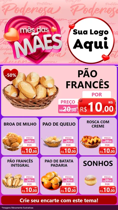 Modelo de Rede Social para Stories com o tema Mês Das Mães para Padaria