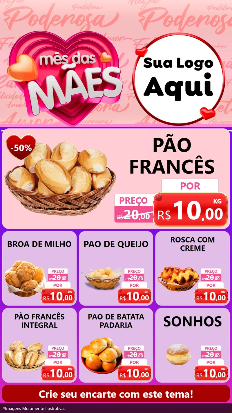 Modelo de Rede Social para Stories com o tema Mês Das Mães para Padaria
