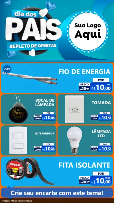 Modelo de TV para TV Vertical com o tema Dia Dos Pais Repleto de Ofertas para Materiais Elétricos