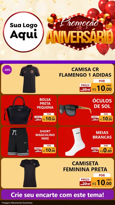 Modelo de TV para TV Vertical com o tema Promoção de Aniversário para Roupas e acessórios
