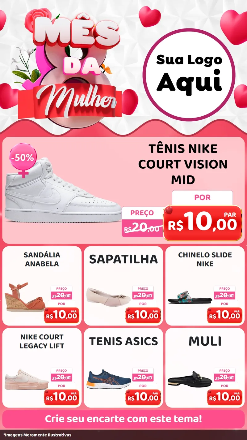 Modelo de Rede Social para Stories com o tema Mês da Mulher para Calçados