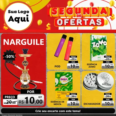 Modelo de Rede Social para Feed Facebook com o tema Segunda de Ofertas para Tabacaria
