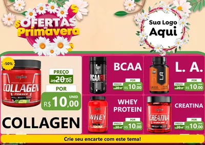 Modelo de Encarte para Encarte A4 Horizontal com o tema Ofertas de Primavera para Suplementos alimentares