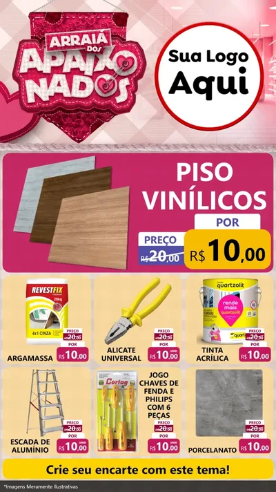 Modelo de Rede Social para Stories com o tema Arraiá dos Apaixonados - Junina para Material para Construção