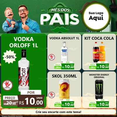 Modelo de Rede Social para Feed Facebook com o tema Mês dos Pais para Distribuidora de bebidas