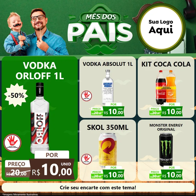 Modelo de Rede Social para Feed Facebook com o tema Mês dos Pais para Distribuidora de bebidas