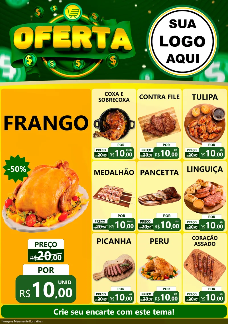 Modelo de Encarte para Encarte A4 Vertical com o tema Oferta para Assados