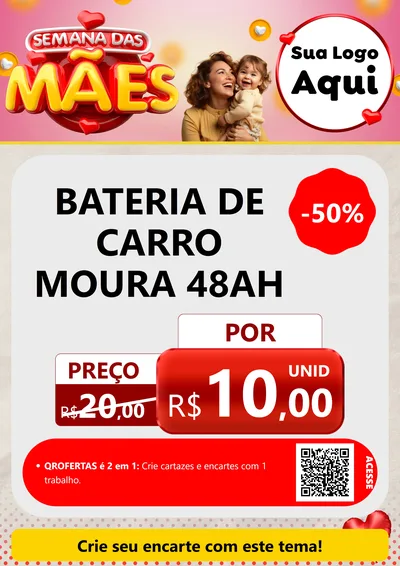 Modelo de Cartaz para Cartaz A4 Vertical com o tema Semana das Mães para Baterias Elétricas