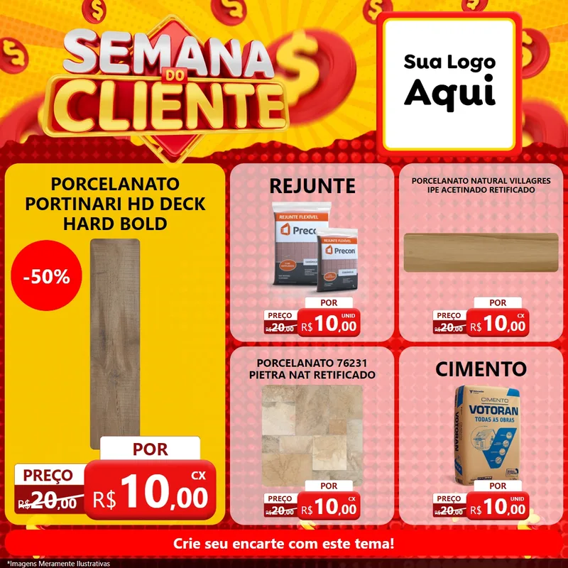 Modelo de Rede Social para Feed Facebook com o tema Semana do Cliente para Pisos e revestimentos