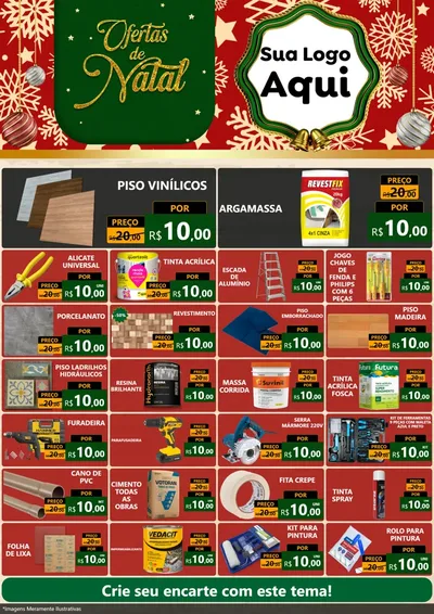 Modelo de Encarte para Encarte A4 Vertical com o tema Natal de Ofertas para Material para Construção