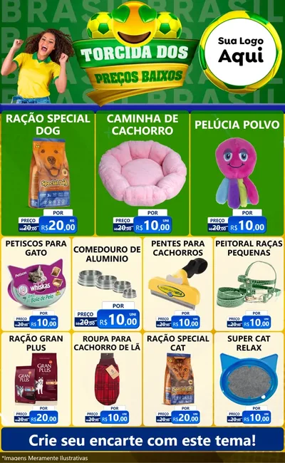 Modelo de Encarte para Encarte Grande com o tema Torcida dos Preços Baixos - Copa para Pet Shop