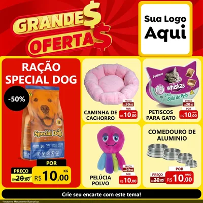 Modelo de Rede Social para Feed Facebook com o tema Grandes Ofertas para Pet Shop