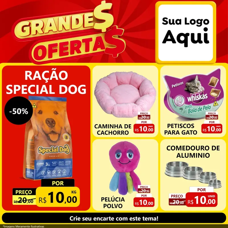 Modelo de Rede Social para Feed Facebook com o tema Grandes Ofertas para Pet Shop