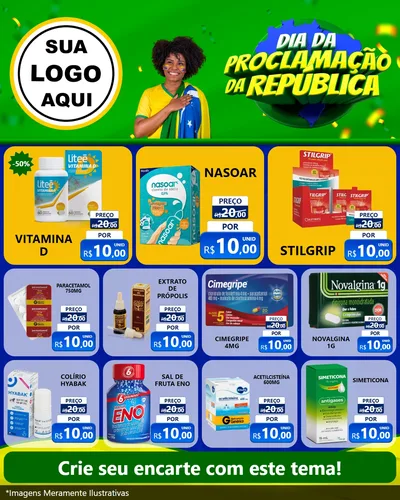 Modelo de Rede Social para Feed Instagram com o tema Dia Da Proclamação Da República para Farmácia