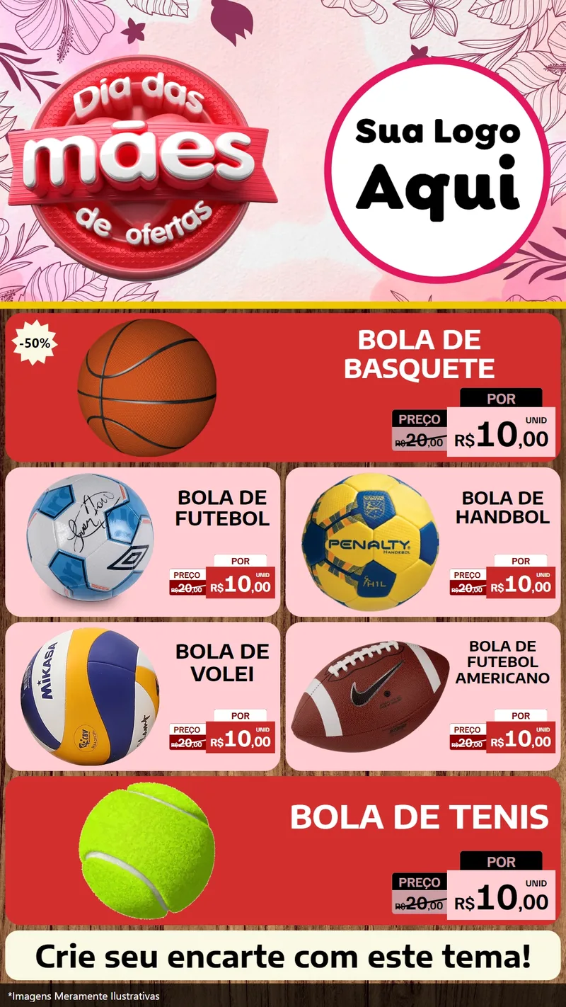 Modelo de TV para TV Vertical com o tema Dia Das Mães De Ofertas para Artigos Esportivos