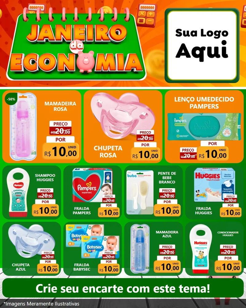 Modelo de Rede Social para Feed Instagram com o tema Janeiro da Economia para Bebês