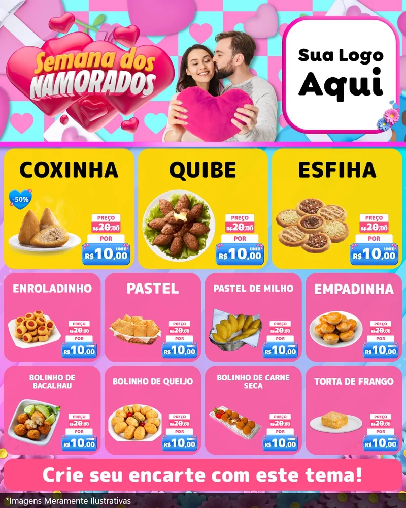 Modelo de Rede Social para Feed Instagram com o tema Semana dos Namorados para Salgadaria