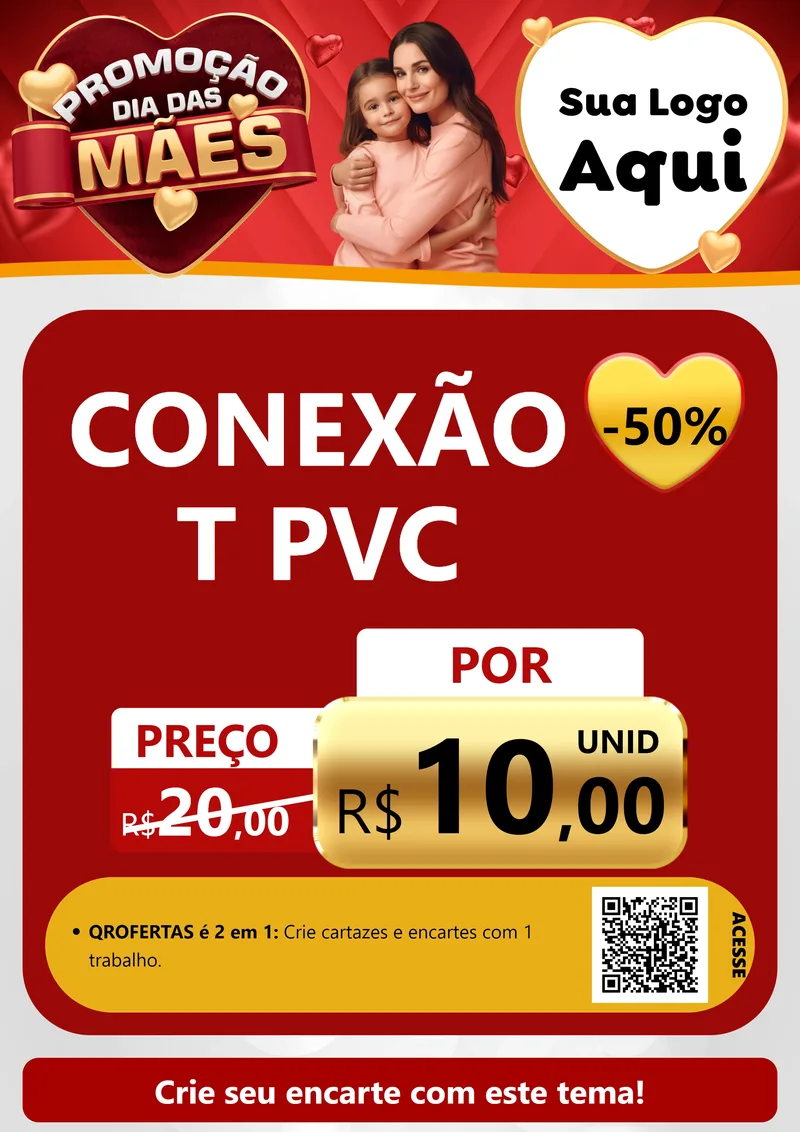 Modelo de Cartaz para Cartaz A4 Vertical com o tema Promoção Dia das Mães para Tubos e conexões