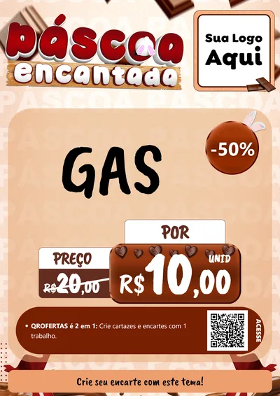 Modelo de Cartaz para Cartaz A4 Vertical com o tema Páscoa Encantada para Água e gás