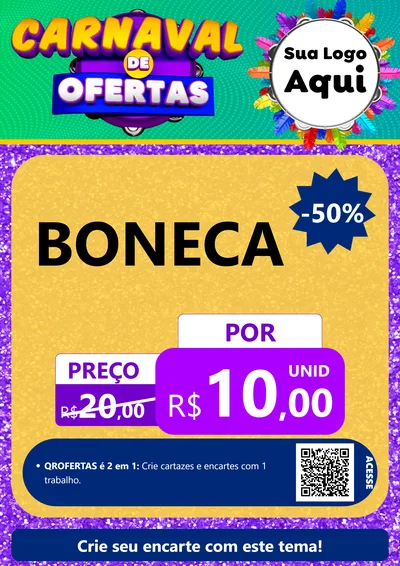 Modelo de Cartaz para Cartaz A4 Vertical com o tema Carnaval de Ofertas para Brinquedos