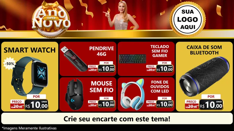Modelo de TV para TV Horizontal com o tema Super Ano Novo para Informática
