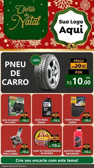 Modelo de Rede Social para Stories com o tema Natal de Ofertas para Auto peças