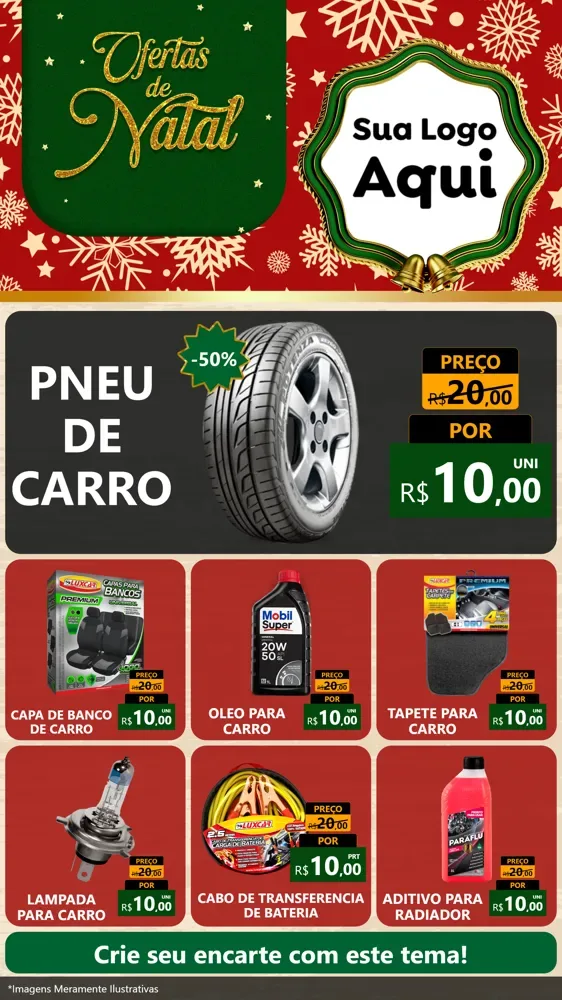 Modelo de Rede Social para Stories com o tema Natal de Ofertas para Auto peças