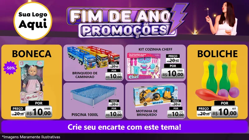 Modelo de TV para TV Horizontal com o tema Fim de Ano Promoções para Brinquedos