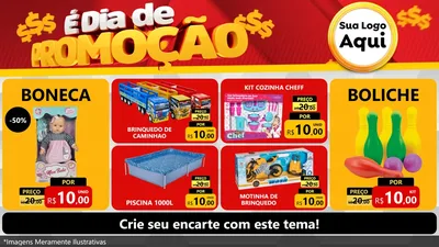 Modelo de TV para TV Horizontal com o tema É Dia De Promoção para Brinquedos