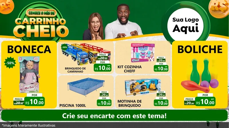 Modelo de TV para TV Horizontal com o tema Carrinho Cheio para Brinquedos