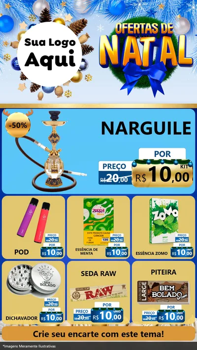 Modelo de Rede Social para Stories com o tema Ofertas de Natal para Tabacaria