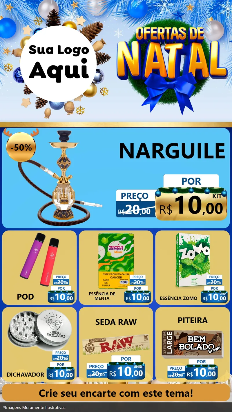 Modelo de Rede Social para Stories com o tema Ofertas de Natal para Tabacaria