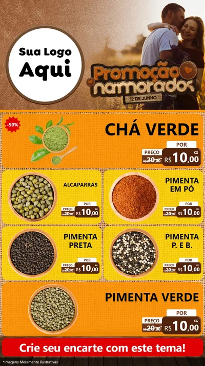 Modelo de TV para TV Vertical com o tema Promoção Namorados para Produtos Naturais