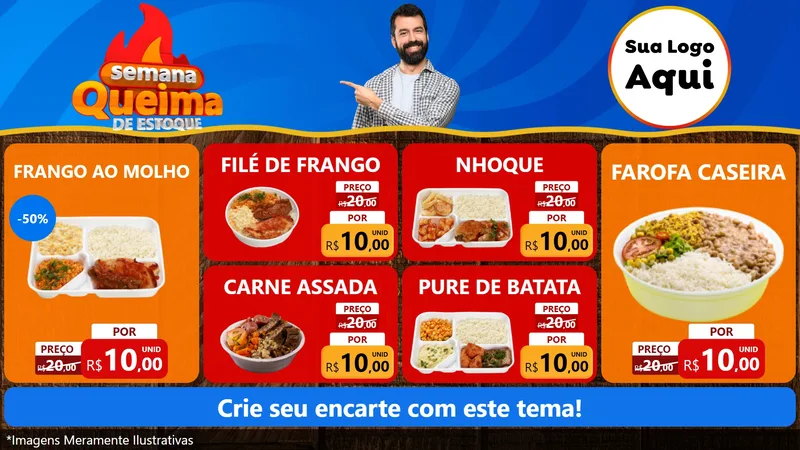 Modelo de TV para TV Horizontal com o tema Semana Queima de Estoque para Restaurante