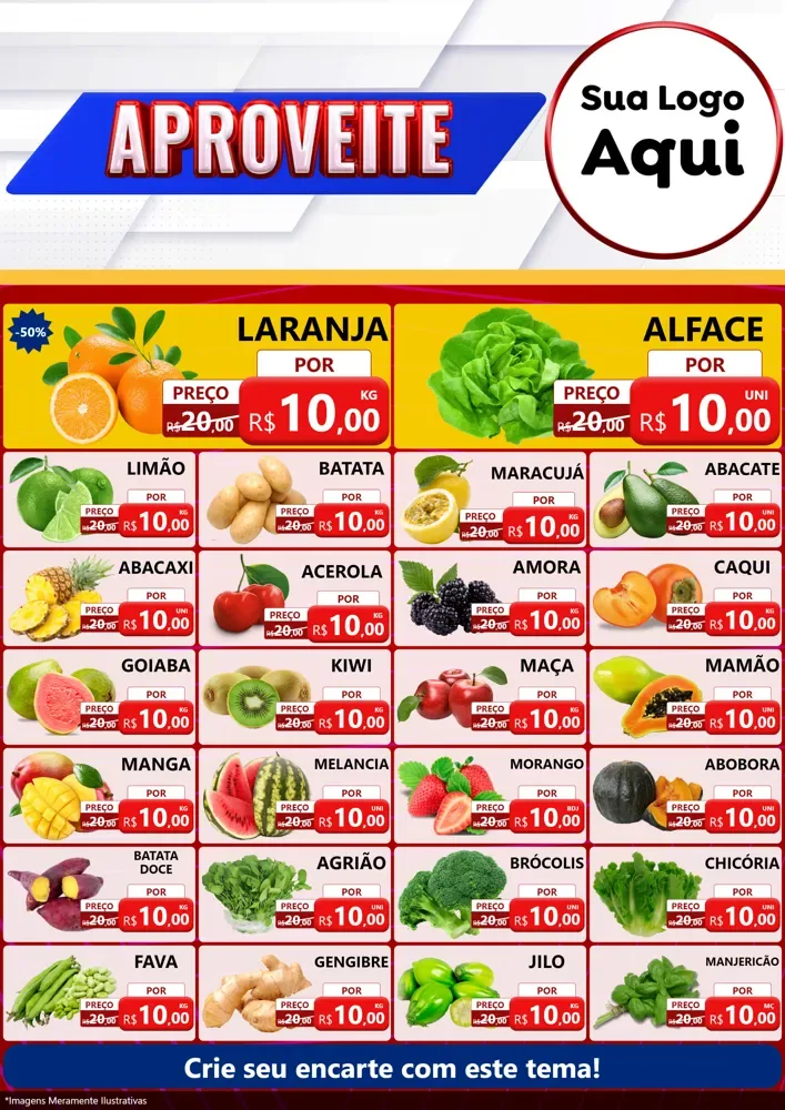 Modelo de Encarte para Encarte A4 Vertical com o tema Aproveite para Hortifrúti