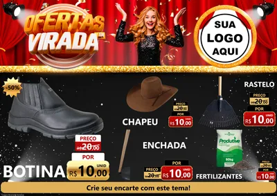 Modelo de Encarte para Encarte A4 Horizontal com o tema Ofertas da Virada para Agropecuária